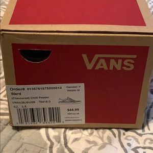 Vans boys red checkered suede
